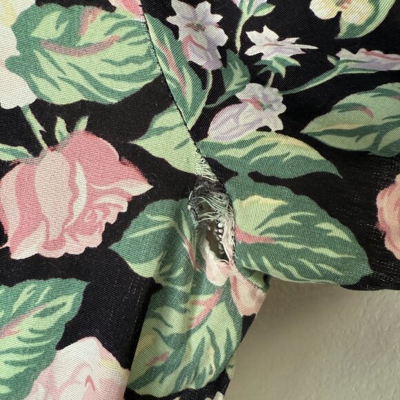 Vintage 90s Black and Pink Floral Midi Girly Church Dress | M-XL - Picture 13 of 16